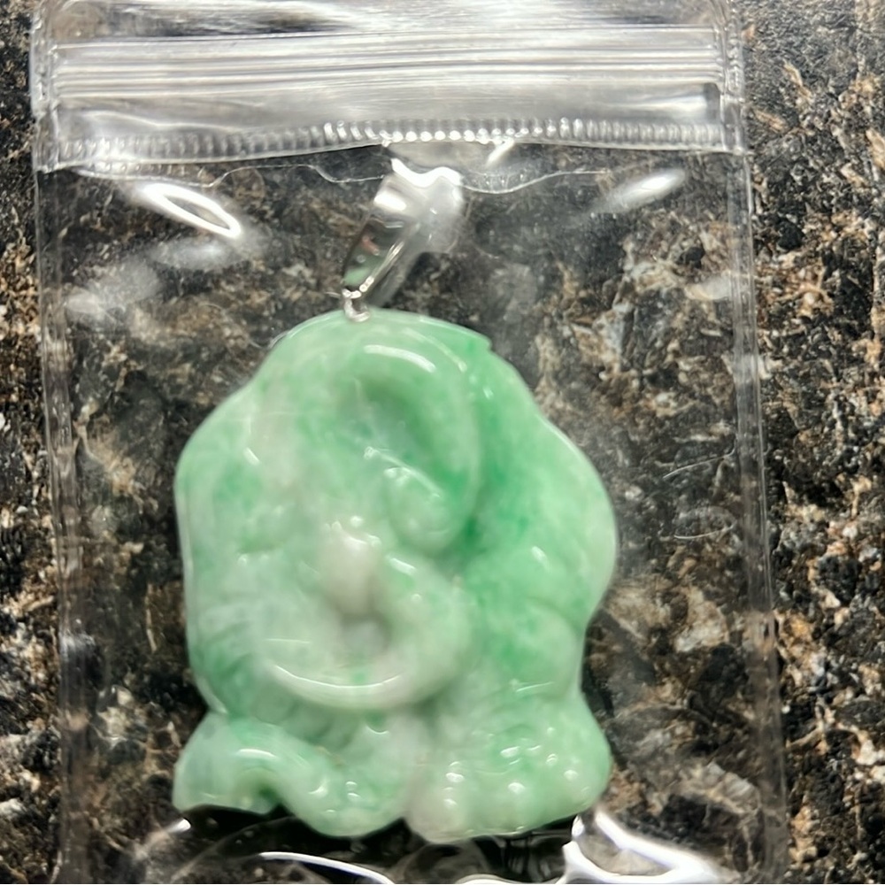 Jade Green Elephant Necklace